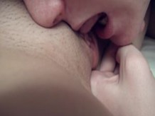 Guy licks pussy and masturbates to orgasm with your fingers.