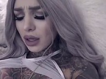 tattoo blonde babe on webcam being erotic sensual