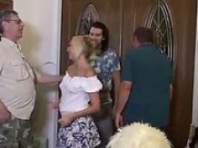 Sexy blonde getting fucked by an older man