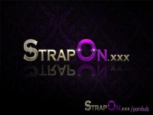 StrapOn Hot blonde lesbians make love with strapon dildo