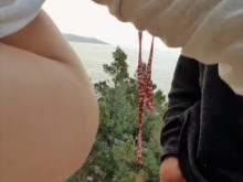 Exhibiendo Ibiza con mi plug anal y sexo anal intenso por primera vez (Pareja amateur TanlineJourney)